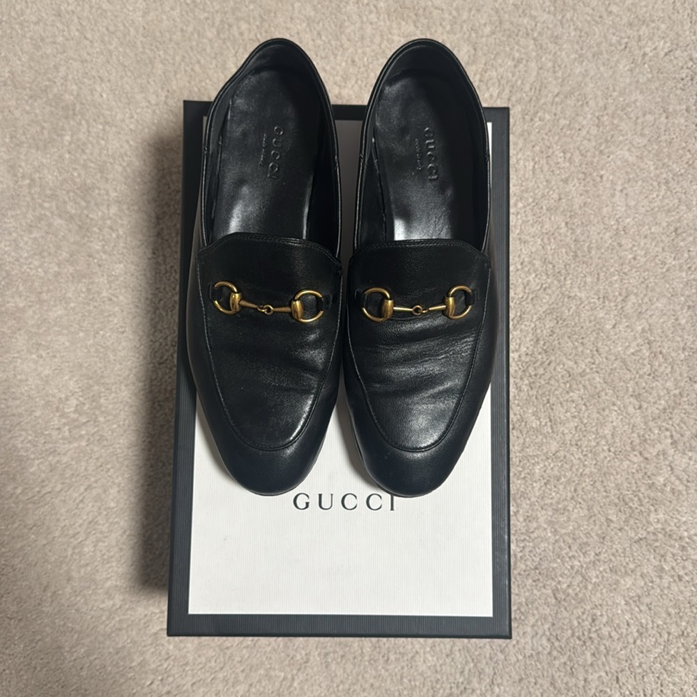 Authentic Gucci Brixton Leather Horsebit Loafers preowned